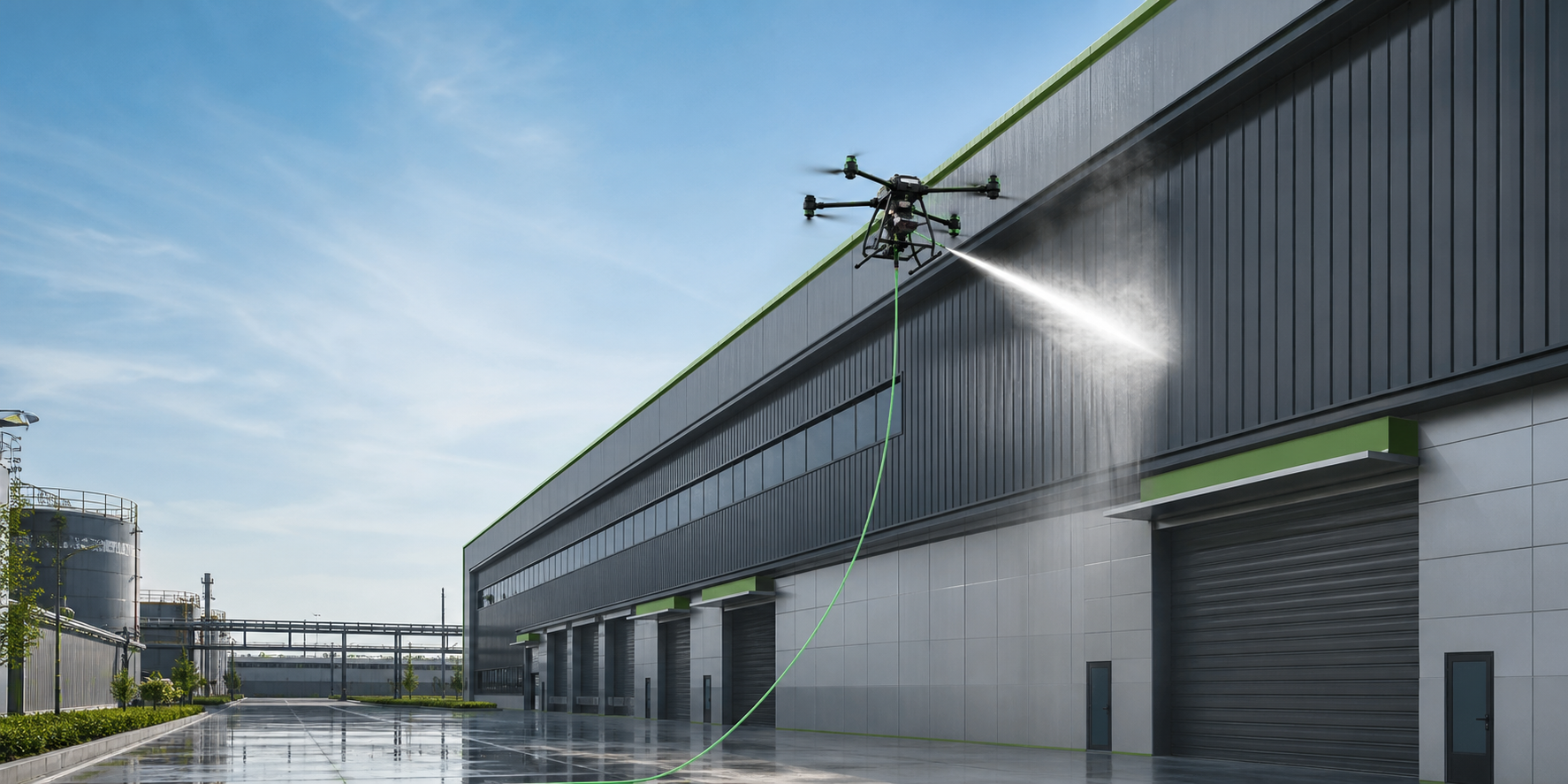 Drone ile endüstriyel bina temizliği